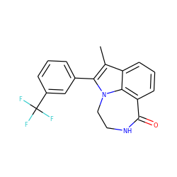 Cc1c(-c2cccc(C(F)(F)F)c2)n2c3c(cccc13)C(=O)NCC2 ZINC000003832212