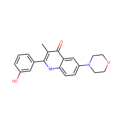 Cc1c(-c2cccc(O)c2)[nH]c2ccc(N3CCOCC3)cc2c1=O ZINC000072113353