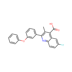 Cc1c(-c2cccc(Oc3ccccc3)c2)nc2ccc(F)cc2c1C(=O)O ZINC000029326071