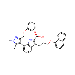 Cc1c(-c2cccc3c(CCCOc4cccc5ccccc45)c(C(=O)O)[nH]c23)c(COc2ccccc2)nn1C ZINC000144130630