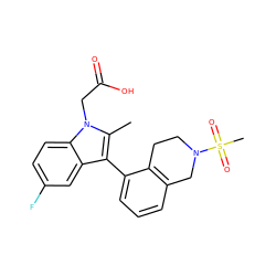 Cc1c(-c2cccc3c2CCN(S(C)(=O)=O)C3)c2cc(F)ccc2n1CC(=O)O ZINC000299821852