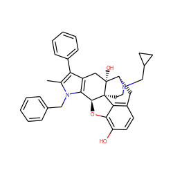 Cc1c(-c2ccccc2)c2c(n1Cc1ccccc1)[C@@H]1Oc3c(O)ccc4c3[C@@]13CCN(CC1CC1)[C@@H](C4)[C@]3(O)C2 ZINC000100903429