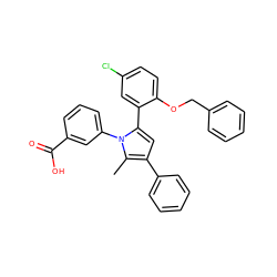 Cc1c(-c2ccccc2)cc(-c2cc(Cl)ccc2OCc2ccccc2)n1-c1cccc(C(=O)O)c1 ZINC000040566096