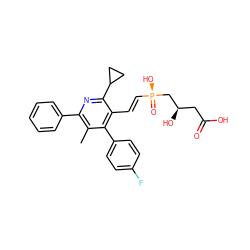 Cc1c(-c2ccccc2)nc(C2CC2)c(/C=C/[P@](=O)(O)C[C@H](O)CC(=O)O)c1-c1ccc(F)cc1 ZINC000026669657