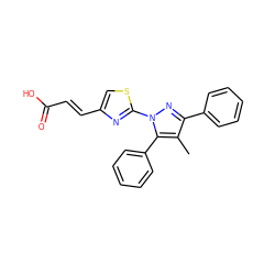 Cc1c(-c2ccccc2)nn(-c2nc(/C=C/C(=O)O)cs2)c1-c1ccccc1 ZINC000103249882