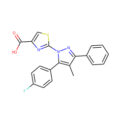 Cc1c(-c2ccccc2)nn(-c2nc(C(=O)O)cs2)c1-c1ccc(F)cc1 ZINC000103249862