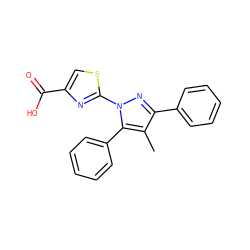 Cc1c(-c2ccccc2)nn(-c2nc(C(=O)O)cs2)c1-c1ccccc1 ZINC000096938277