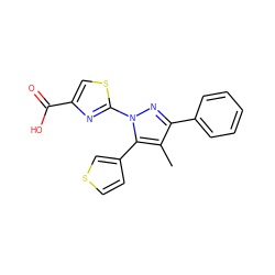 Cc1c(-c2ccccc2)nn(-c2nc(C(=O)O)cs2)c1-c1ccsc1 ZINC000103249842