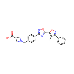 Cc1c(-c2ccccc2)noc1-c1nc(-c2ccc(CN3CC(C(=O)O)C3)cc2)no1 ZINC000202175111