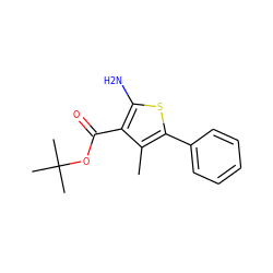 Cc1c(-c2ccccc2)sc(N)c1C(=O)OC(C)(C)C ZINC000045300385