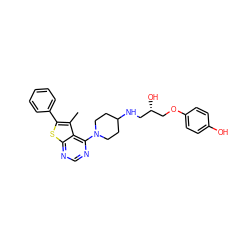 Cc1c(-c2ccccc2)sc2ncnc(N3CCC(NC[C@H](O)COc4ccc(O)cc4)CC3)c12 ZINC000064549467