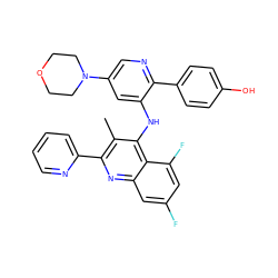 Cc1c(-c2ccccn2)nc2cc(F)cc(F)c2c1Nc1cc(N2CCOCC2)cnc1-c1ccc(O)cc1 ZINC000068248884