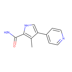 Cc1c(-c2ccncc2)c[nH]c1C(N)=O ZINC001772626020