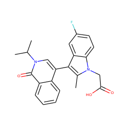 Cc1c(-c2cn(C(C)C)c(=O)c3ccccc23)c2cc(F)ccc2n1CC(=O)O ZINC000117014893