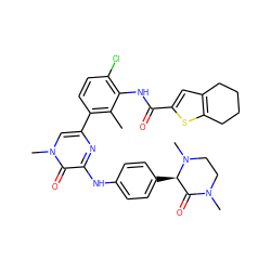 Cc1c(-c2cn(C)c(=O)c(Nc3ccc([C@@H]4C(=O)N(C)CCN4C)cc3)n2)ccc(Cl)c1NC(=O)c1cc2c(s1)CCCC2 ZINC000059185150