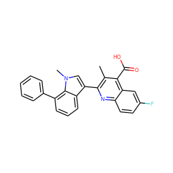 Cc1c(-c2cn(C)c3c(-c4ccccc4)cccc23)nc2ccc(F)cc2c1C(=O)O ZINC000029464073