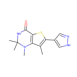 Cc1c(-c2cn[nH]c2)sc2c1N(C)C(C)(C)NC2=O ZINC000114217631