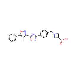 Cc1c(-c2nc(-c3ccc(CN4CC(C(=O)O)C4)cc3)no2)noc1-c1ccccc1 ZINC000202174515