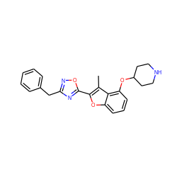 Cc1c(-c2nc(Cc3ccccc3)no2)oc2cccc(OC3CCNCC3)c12 ZINC000095556342