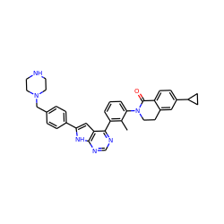 Cc1c(-c2ncnc3[nH]c(-c4ccc(CN5CCNCC5)cc4)cc23)cccc1N1CCc2cc(C3CC3)ccc2C1=O ZINC000148725193