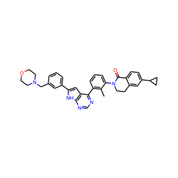 Cc1c(-c2ncnc3[nH]c(-c4cccc(CN5CCOCC5)c4)cc23)cccc1N1CCc2cc(C3CC3)ccc2C1=O ZINC000205769503