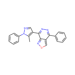 Cc1c(-c2nnc(-c3ccccc3)c3conc23)cnn1-c1ccccc1 ZINC001772641045