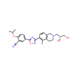 Cc1c(-c2noc(-c3ccc(OC(C)C)c(C#N)c3)n2)ccc2c1CCN(C[C@@H](O)CO)C2 ZINC000118089797