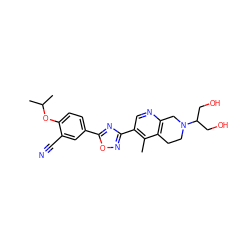 Cc1c(-c2noc(-c3ccc(OC(C)C)c(C#N)c3)n2)cnc2c1CCN(C(CO)CO)C2 ZINC000072125016