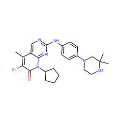 Cc1c(Br)c(=O)n(C2CCCC2)c2nc(Nc3ccc(N4CCNC(C)(C)C4)cc3)ncc12 ZINC000168883374