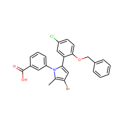 Cc1c(Br)cc(-c2cc(Cl)ccc2OCc2ccccc2)n1-c1cccc(C(=O)O)c1 ZINC000040762319