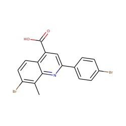 Cc1c(Br)ccc2c(C(=O)O)cc(-c3ccc(Br)cc3)nc12 ZINC000027621212