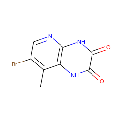 Cc1c(Br)cnc2[nH]c(=O)c(=O)[nH]c12 ZINC000026665582