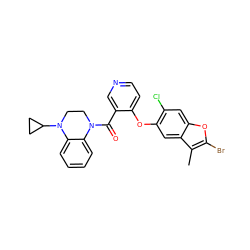 Cc1c(Br)oc2cc(Cl)c(Oc3ccncc3C(=O)N3CCN(C4CC4)c4ccccc43)cc12 ZINC000169349709