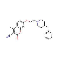 Cc1c(C#N)c(=O)oc2cc(OCCN3CCC(Cc4ccccc4)CC3)ccc12 ZINC001772641867