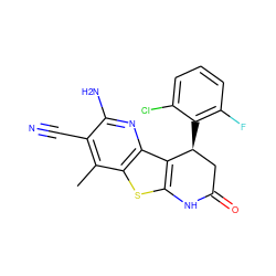 Cc1c(C#N)c(N)nc2c3c(sc12)NC(=O)C[C@@H]3c1c(F)cccc1Cl ZINC000020291925