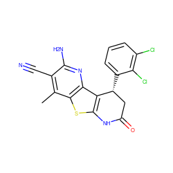 Cc1c(C#N)c(N)nc2c3c(sc12)NC(=O)C[C@H]3c1cccc(Cl)c1Cl ZINC000045321629