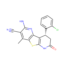 Cc1c(C#N)c(N)nc2c3c(sc12)NC(=O)C[C@H]3c1ccccc1Cl ZINC000020150263