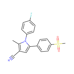 Cc1c(C#N)cc(-c2ccc(S(C)(=O)=O)cc2)n1-c1ccc(F)cc1 ZINC000003814548