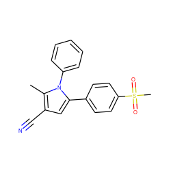 Cc1c(C#N)cc(-c2ccc(S(C)(=O)=O)cc2)n1-c1ccccc1 ZINC000096928423