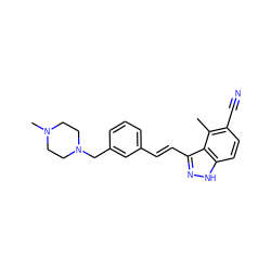 Cc1c(C#N)ccc2[nH]nc(/C=C/c3cccc(CN4CCN(C)CC4)c3)c12 ZINC000049070463