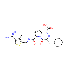 Cc1c(C(=N)N)csc1CNC(=O)[C@@H]1C=CCN1C(=O)[C@@H](CC1CCCCC1)NCC(=O)O ZINC000036107695