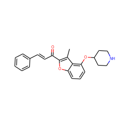 Cc1c(C(=O)/C=C/c2ccccc2)oc2cccc(OC3CCNCC3)c12 ZINC000095554902