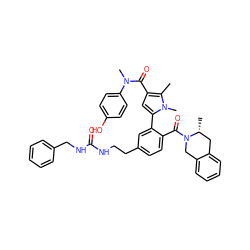 Cc1c(C(=O)N(C)c2ccc(O)cc2)cc(-c2cc(CCNC(=O)NCc3ccccc3)ccc2C(=O)N2Cc3ccccc3C[C@H]2C)n1C ZINC000261104629