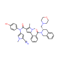 Cc1c(C(=O)N(c2ccc(O)cc2)c2cc(C#N)n(C)c2)cc(-c2ccccc2C(=O)N2Cc3ccccc3C[C@H]2CN2CCOCC2)n1C ZINC000261152853