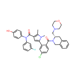 Cc1c(C(=O)N(c2ccc(O)cc2)c2cccc(F)c2)cc(-c2cc(Cl)ccc2C(=O)N2Cc3ccccc3C[C@H]2CN2CCOCC2)n1C ZINC000261151040