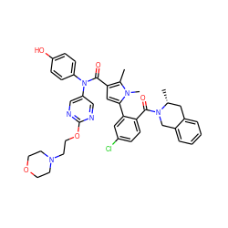 Cc1c(C(=O)N(c2ccc(O)cc2)c2cnc(OCCN3CCOCC3)nc2)cc(-c2cc(Cl)ccc2C(=O)N2Cc3ccccc3C[C@H]2C)n1C ZINC000261089283