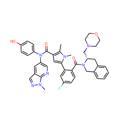 Cc1c(C(=O)N(c2ccc(O)cc2)c2cnc3c(cnn3C)c2)cc(-c2cc(F)ccc2C(=O)N2Cc3ccccc3C[C@H]2CN2CCOCC2)n1C ZINC000261153277