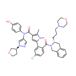 Cc1c(C(=O)N(c2ccc(O)cc2)c2cnn([C@H]3CCOC3)c2)cc(-c2cc(Cl)ccc2C(=O)N2Cc3ccccc3C[C@H]2CCCN2CCOCC2)n1C ZINC000261143450