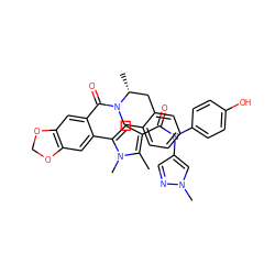 Cc1c(C(=O)N(c2ccc(O)cc2)c2cnn(C)c2)cc(-c2cc3c(cc2C(=O)N2Cc4ccccc4C[C@H]2C)OCO3)n1C ZINC000261109251