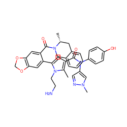 Cc1c(C(=O)N(c2ccc(O)cc2)c2cnn(C)c2)cc(-c2cc3c(cc2C(=O)N2Cc4ccccc4C[C@H]2C)OCO3)n1CCN ZINC000261189554